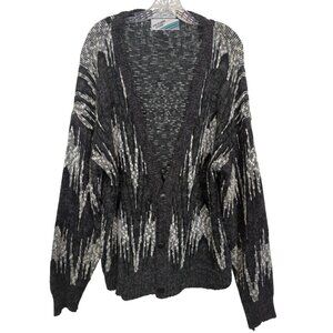 UNIFORM CODE black white‎ Men's long sleeve Abstract Vintage 1990s Cardigan XL